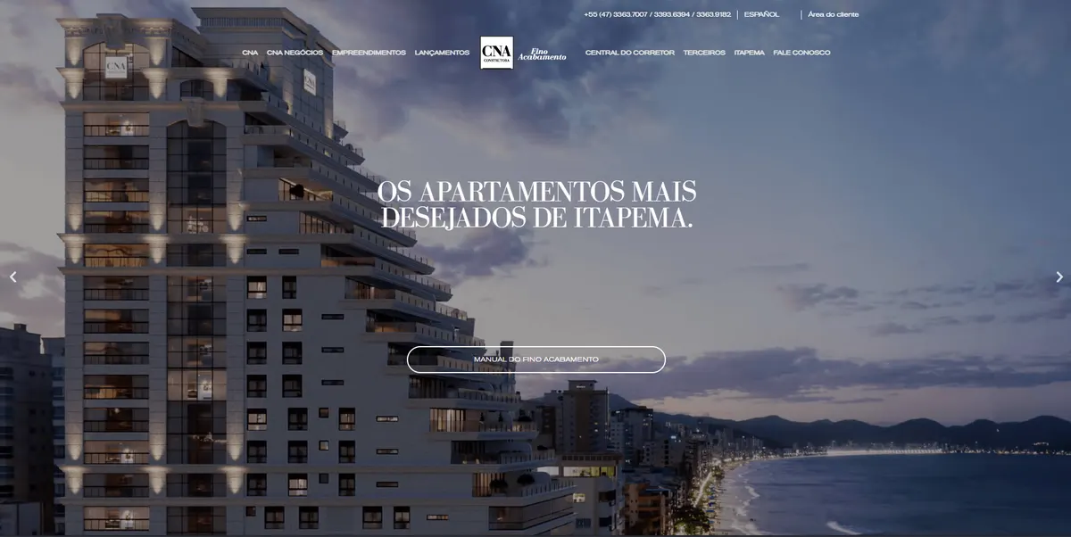 Página inicial de CNA Construtora